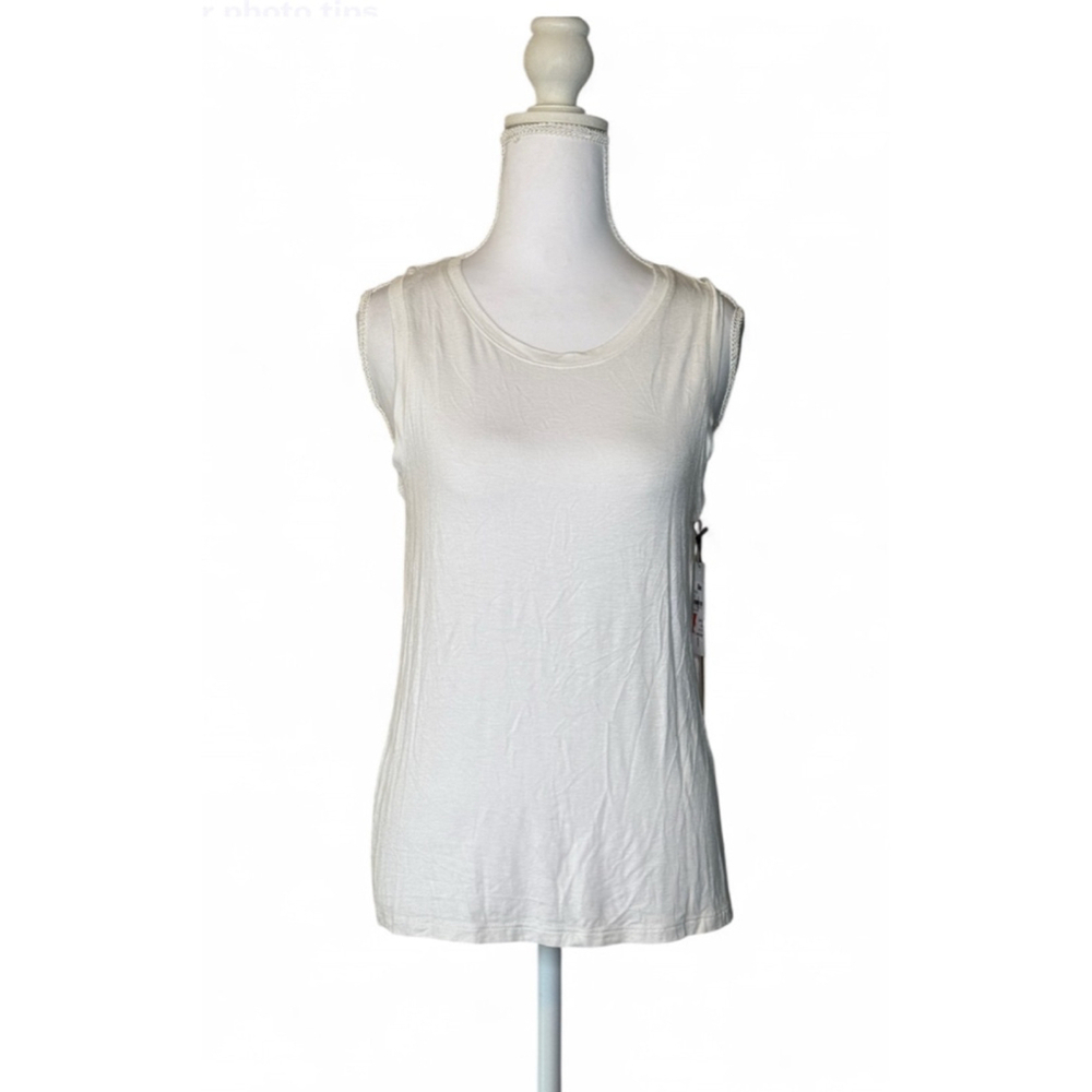 Halogen White Sleeveless Keyhole Back Tank Top Size Small NWT